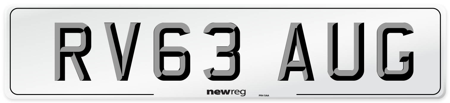 RV63 AUG Number Plate from New Reg